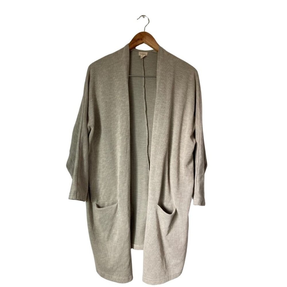 DONNI. Sandwash Ribbed Cardigan Coat Gray OSFA OSFM Anthropologie